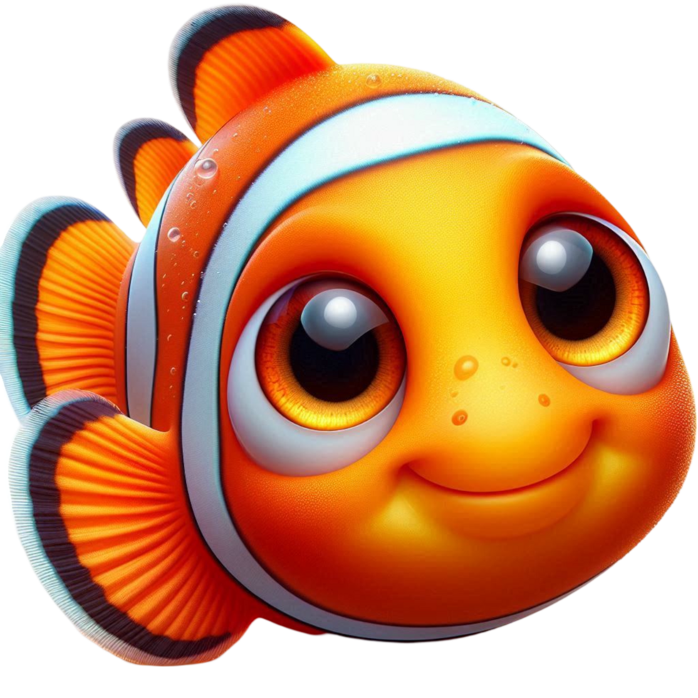 Cute Clownfish Illustration with a 3D Effect png