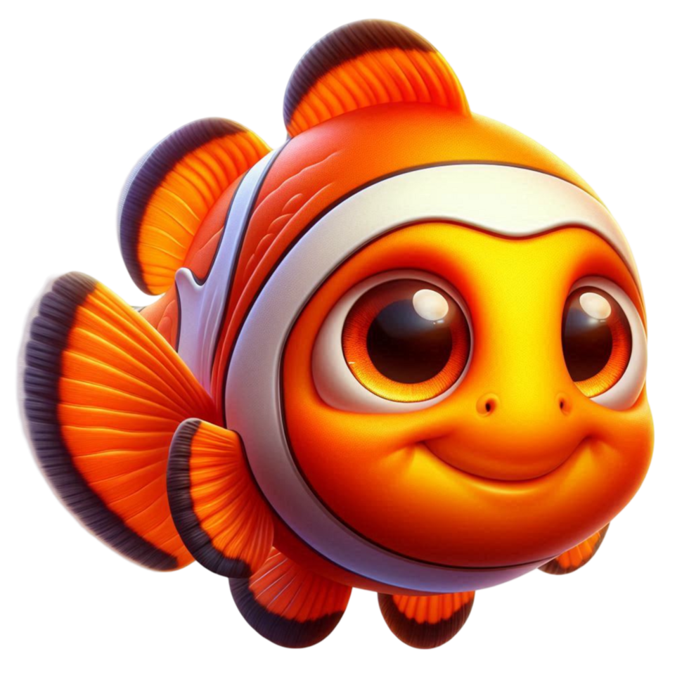 3D Animated Clownfish with Vibrant Colors png