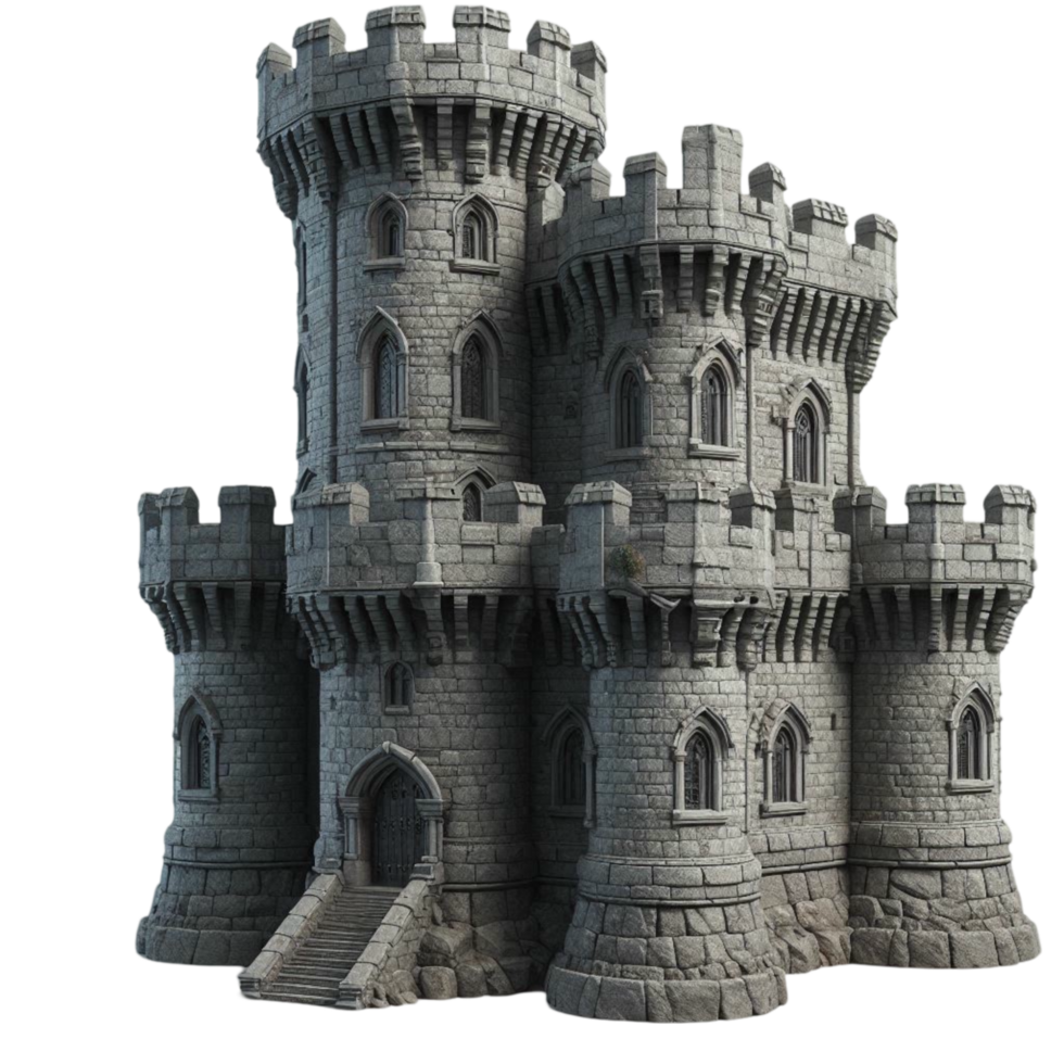 Ancient Fortress with Round Battlement Towers png