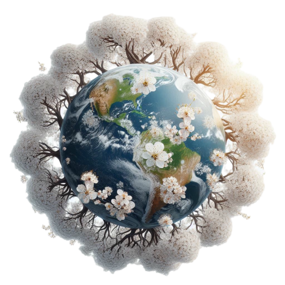 Earth Surrounded by Soft Clouds in Space png