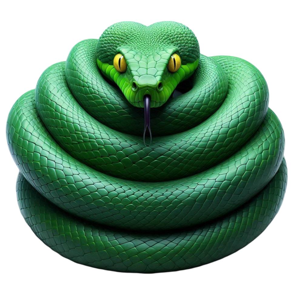 Front-Facing Green Snake Close-Up png
