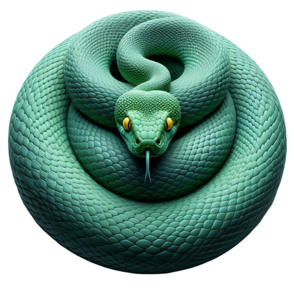 Coiled Snake with Hypnotic Eyes and Detailed Scales png