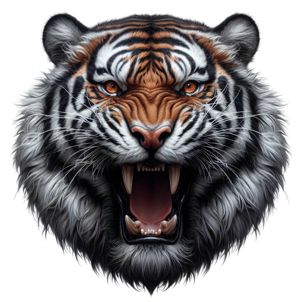 Fierce Tiger Face Roaring with Intensity png