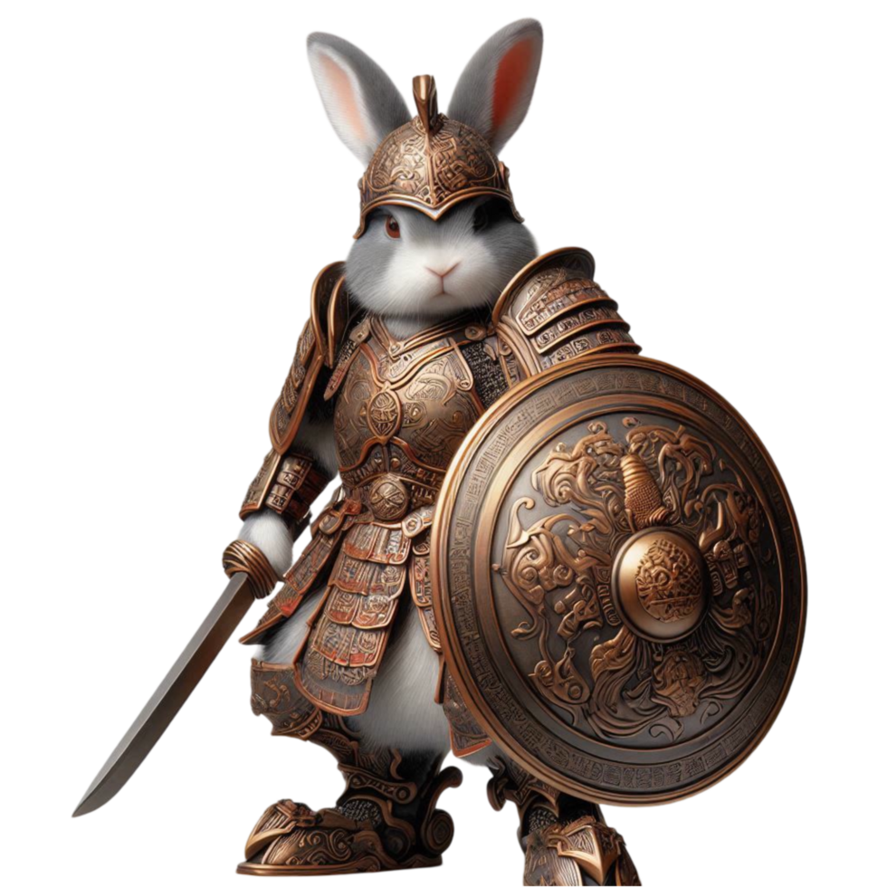 Armored Rabbit Knight Holding a Shield png