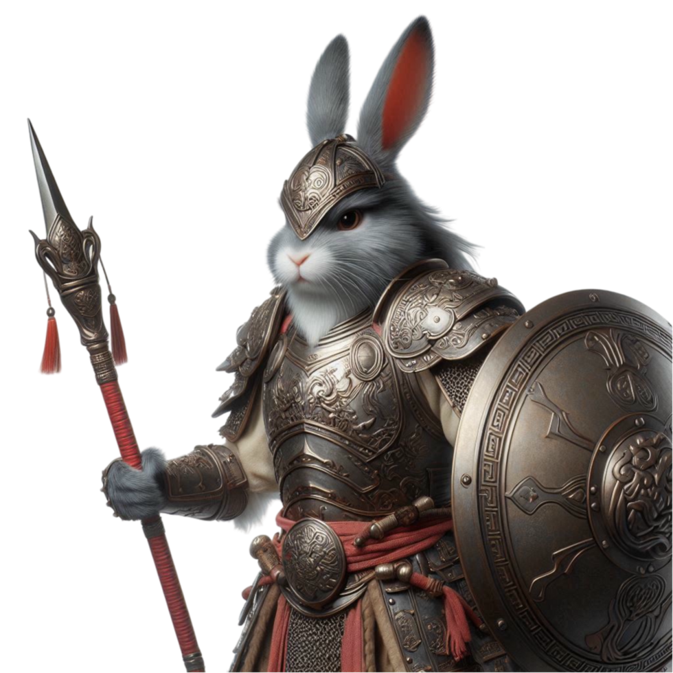 Valiant Rabbit Warrior with Polearm in Battle png