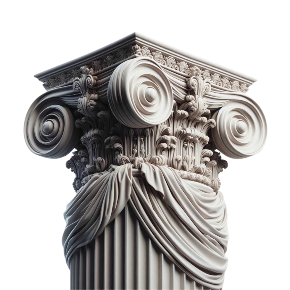 Classical Ionic Column with Detailed Carvings png