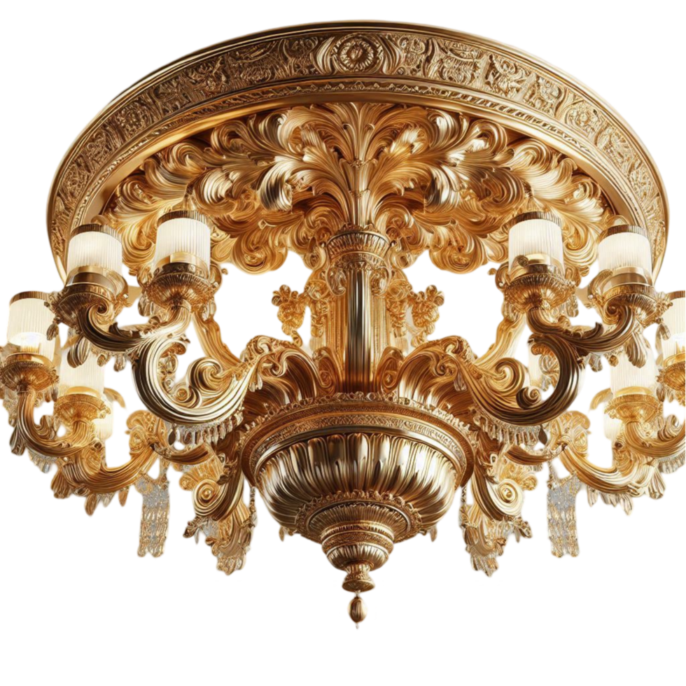 Luxurious Baroque Gold Chandelier Design png