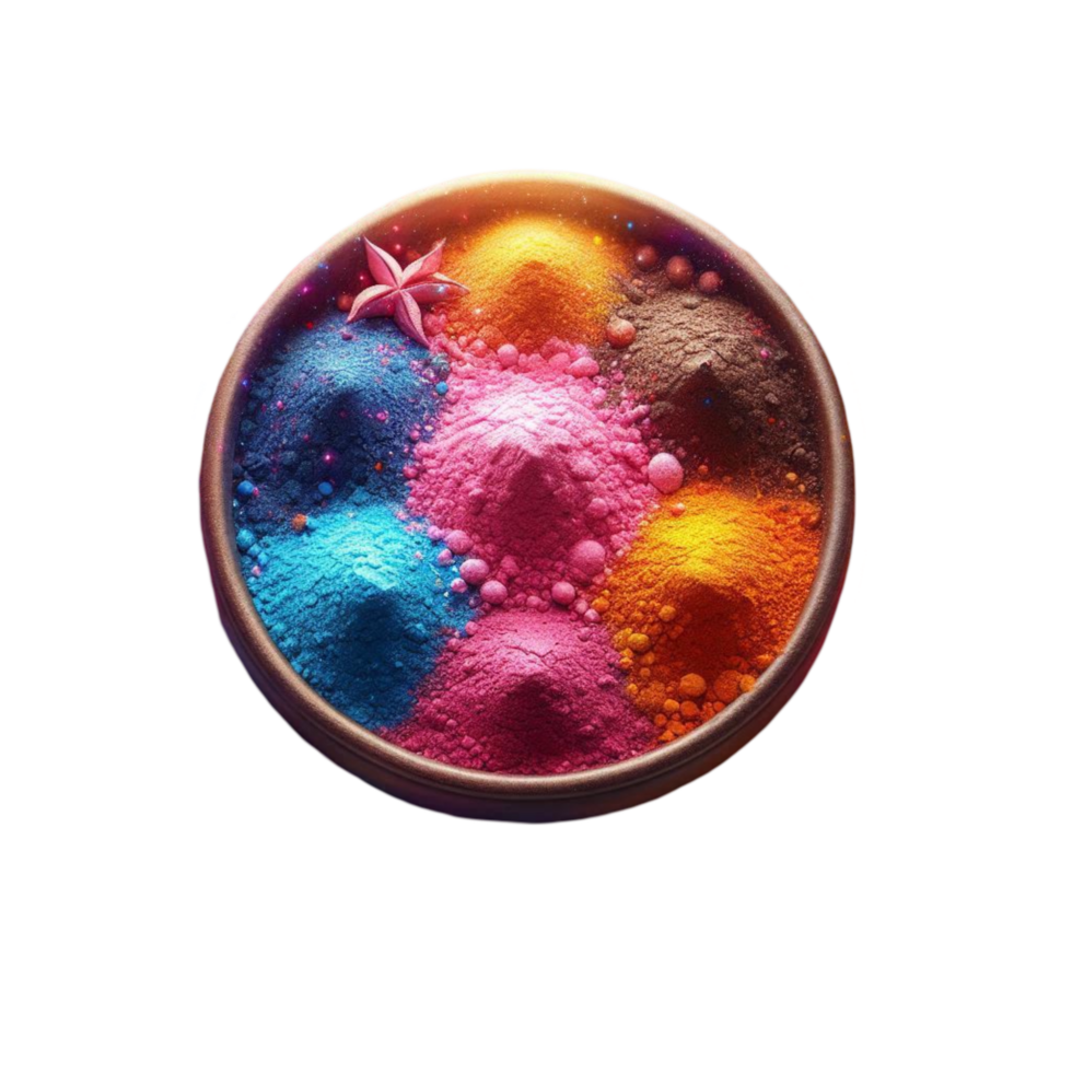 Neon Glow Spheres in Glass Dish png