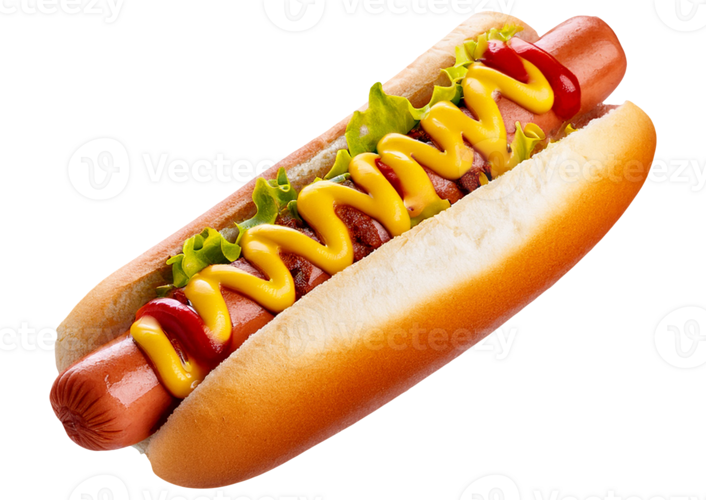 A hot dog with ketchup and mustard on it png