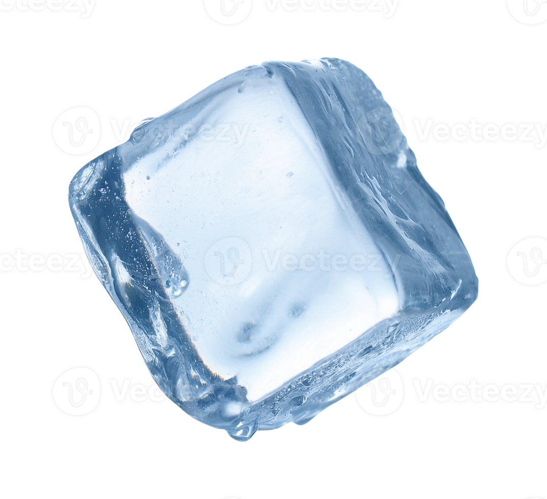Ice cube is shown on a transparent background png