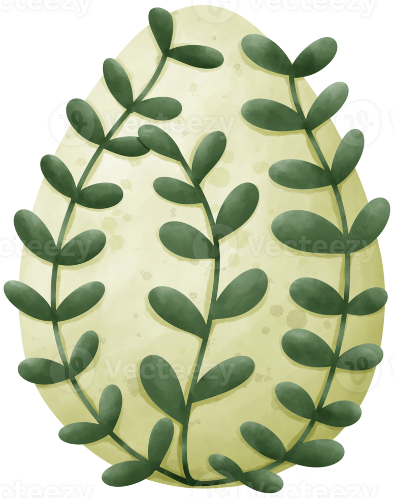 Light green egg image with green leaf pattern on transparent background. png