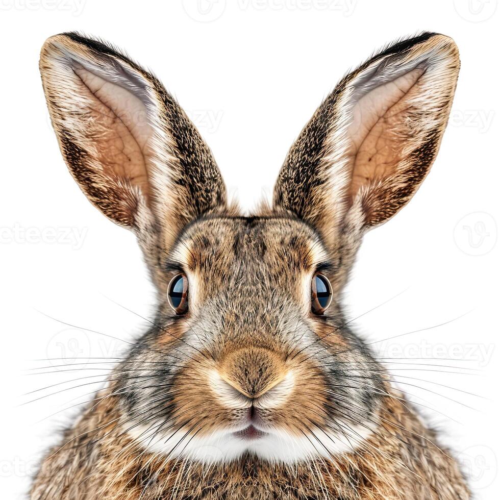 A close up of a rabbit's face photo