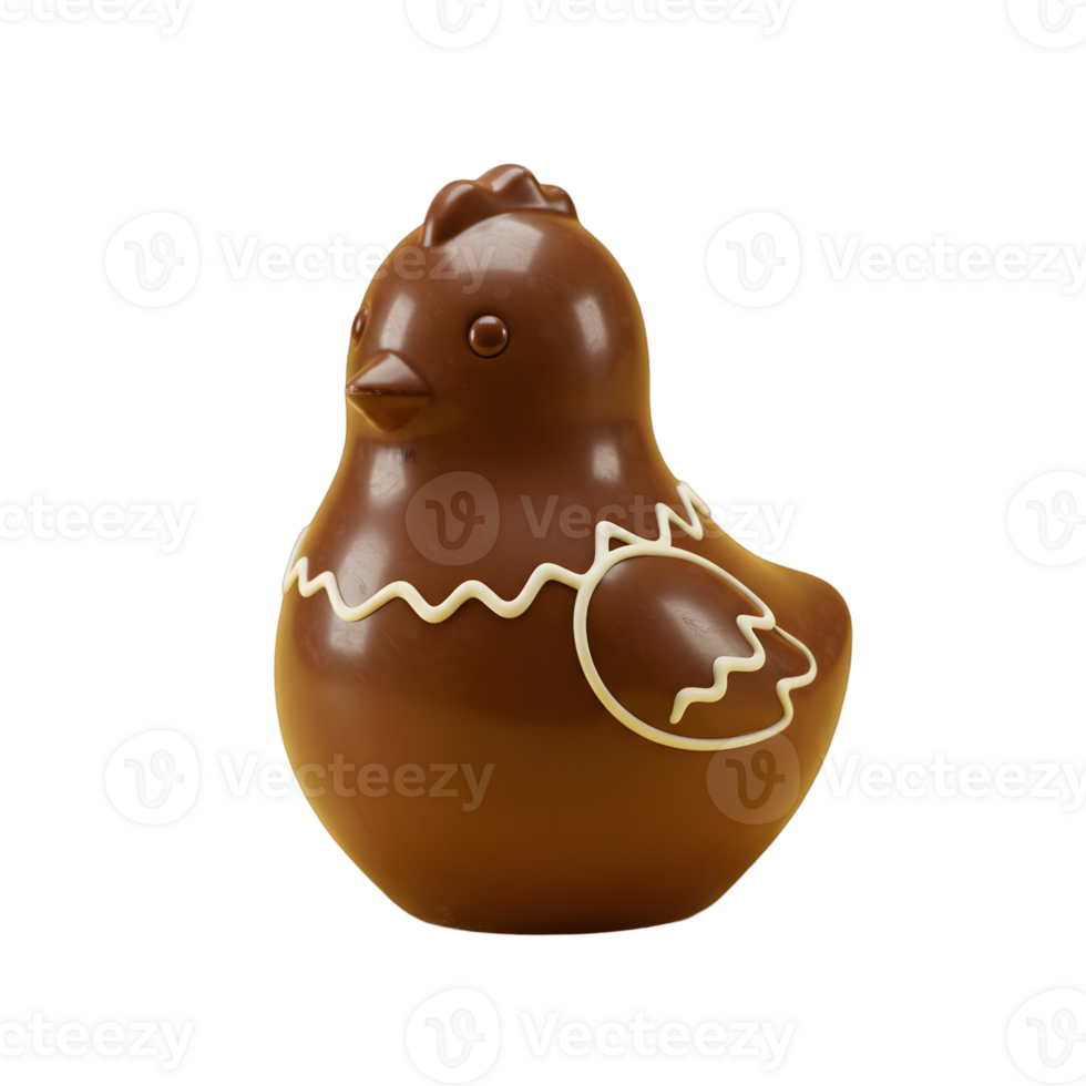 Glossy Chocolate Easter Chick Isolated on Transparent Background png
