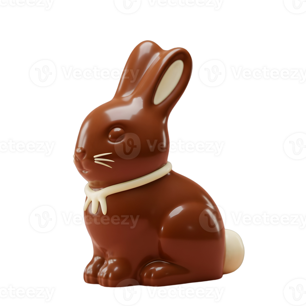 Glossy Chocolate Easter Bunny Isolated on Transparent Background png