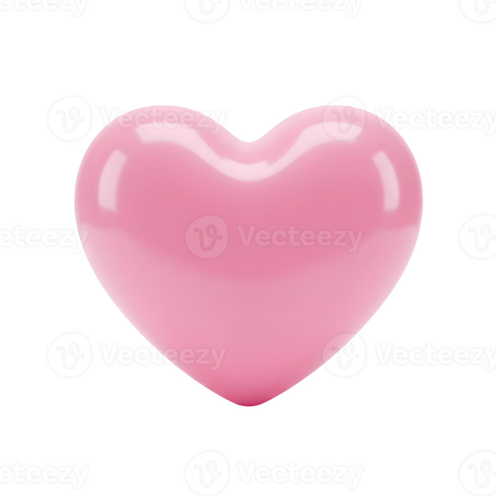 Romantic and Playful 3D Pink Heart, Glossy Design on Transparent Background png