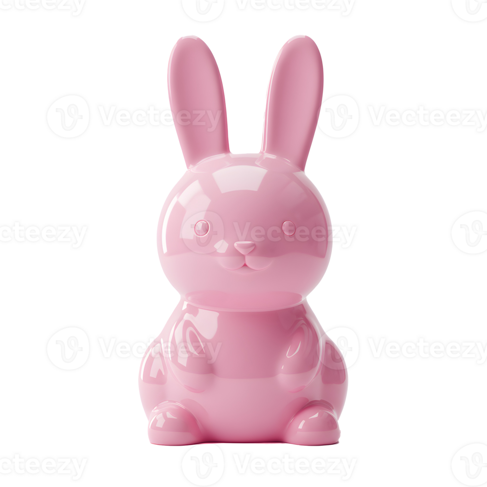 Shiny Pink Bunny Figurine with a Glossy Finish on Transparent Background png