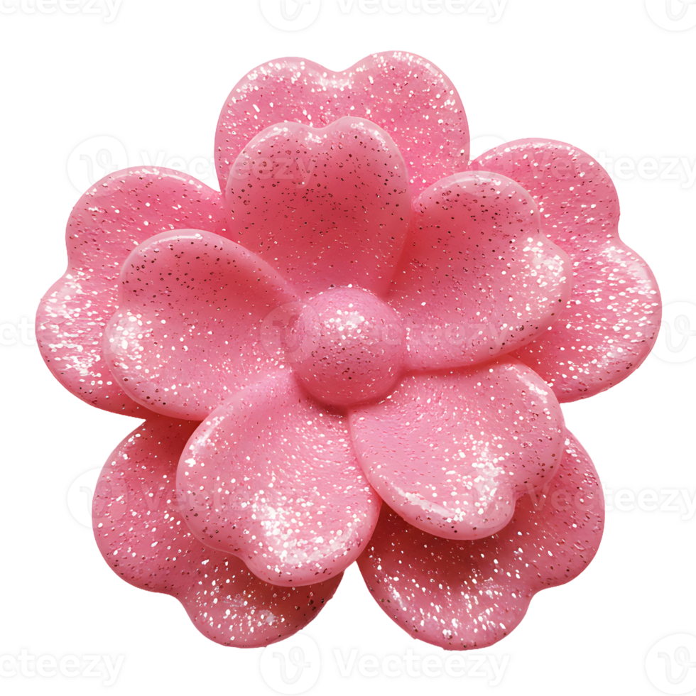 Elegant Pink Sparkle Flower with a Shimmering Effect, Isolated on Transparent Background png