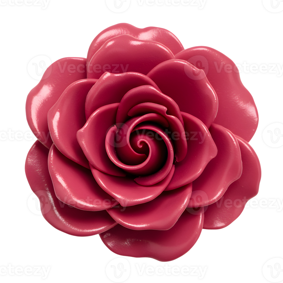 Glossy Pink Rose with Smooth and Shiny Petals, Isolated on Transparent Background png