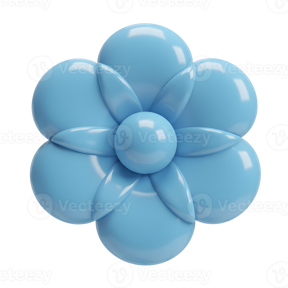 Glossy Blue Flower with Smooth and Shiny Petals, Isolated on Transparent Background png