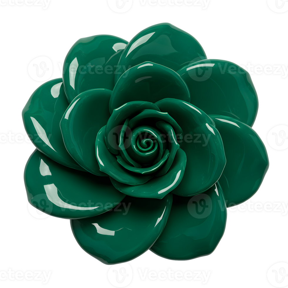 Glossy Green Flower with Smooth and Shiny Petals Isolated on Transparent Background png