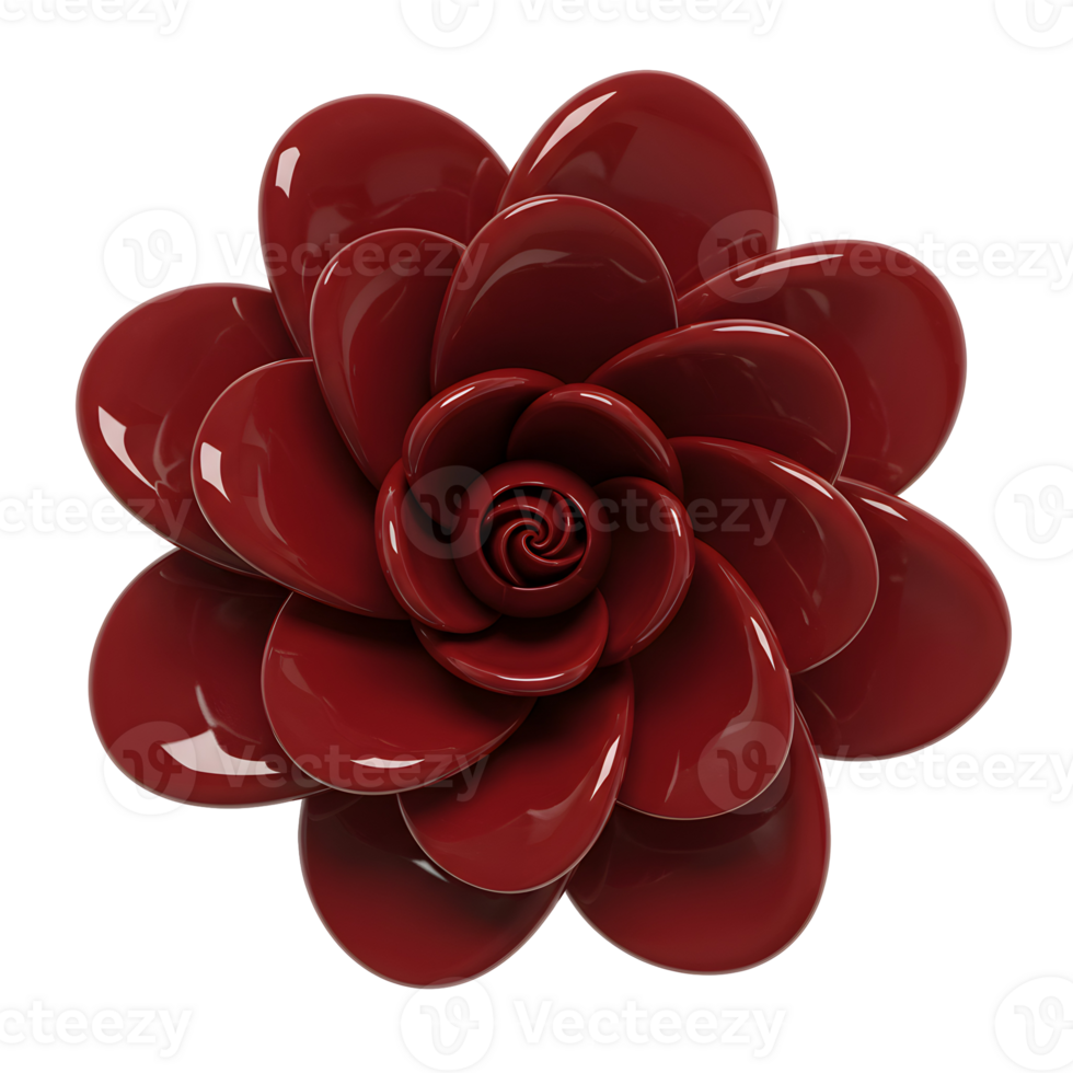 Glossy Red Flower with Smooth and Shiny Petals, Isolated on Transparent Background png