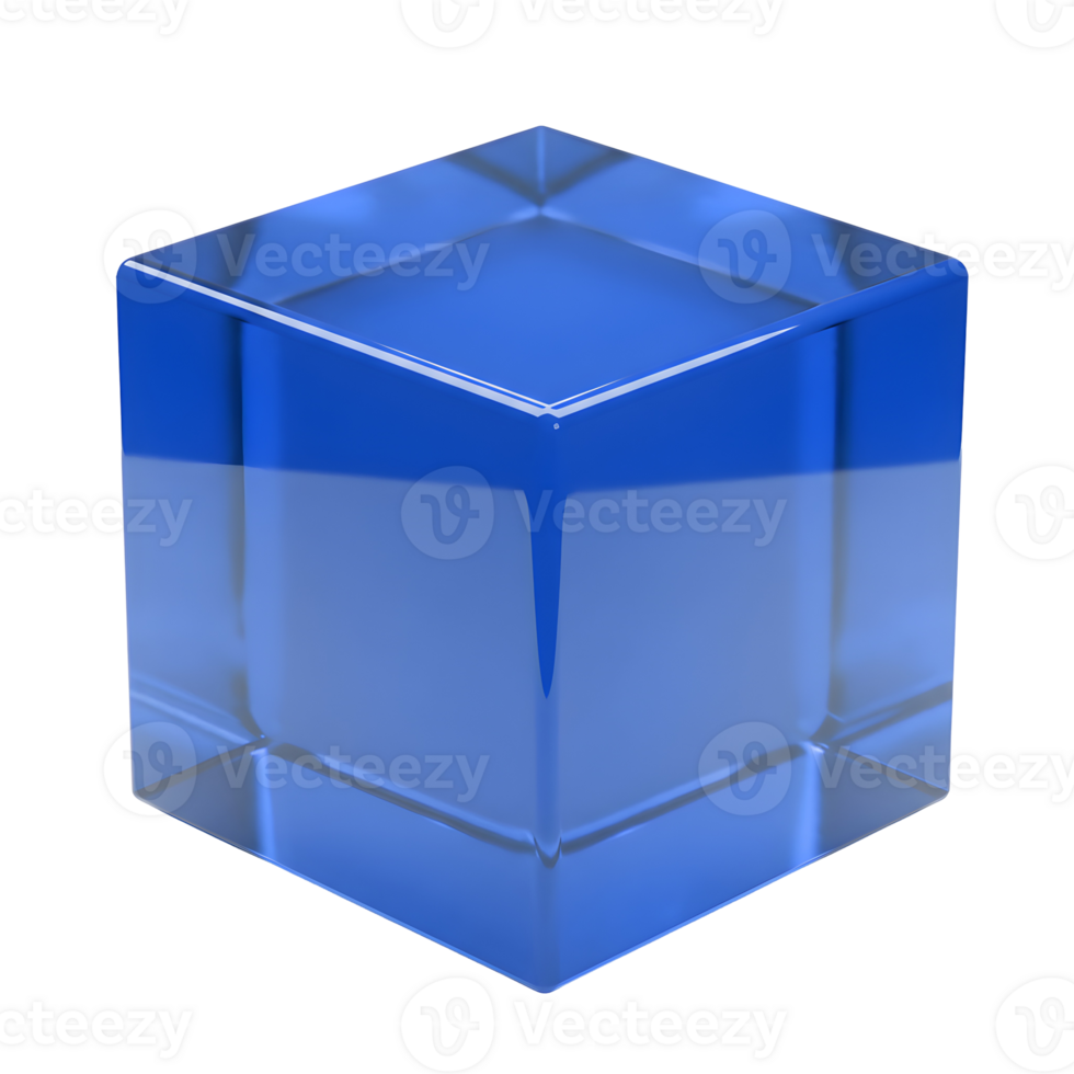 A blue cube with a black background png