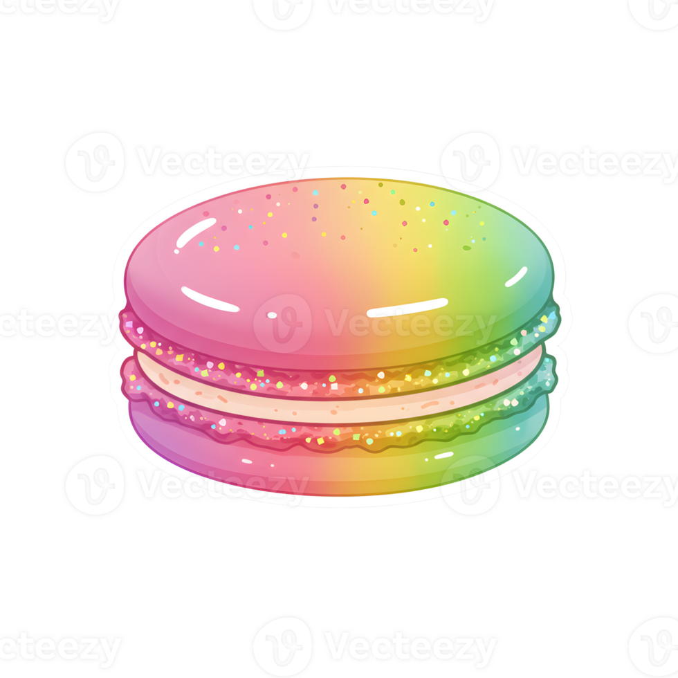Rainbow Pastel Gradient Macaron with Glossy Sparkle Effect on Transparent Background png