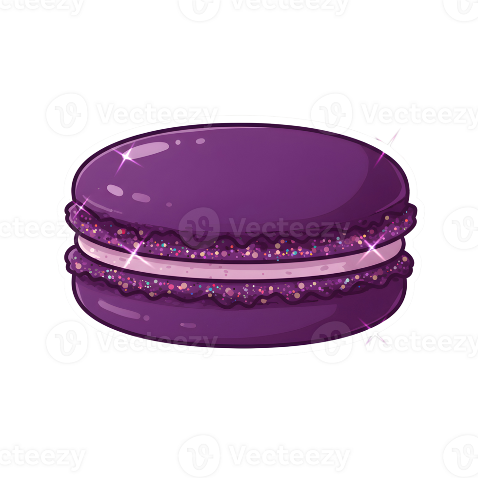 Luxurious Dark Violet Macaron with a Rich Color and Elegant Gloss on Transparent Background png