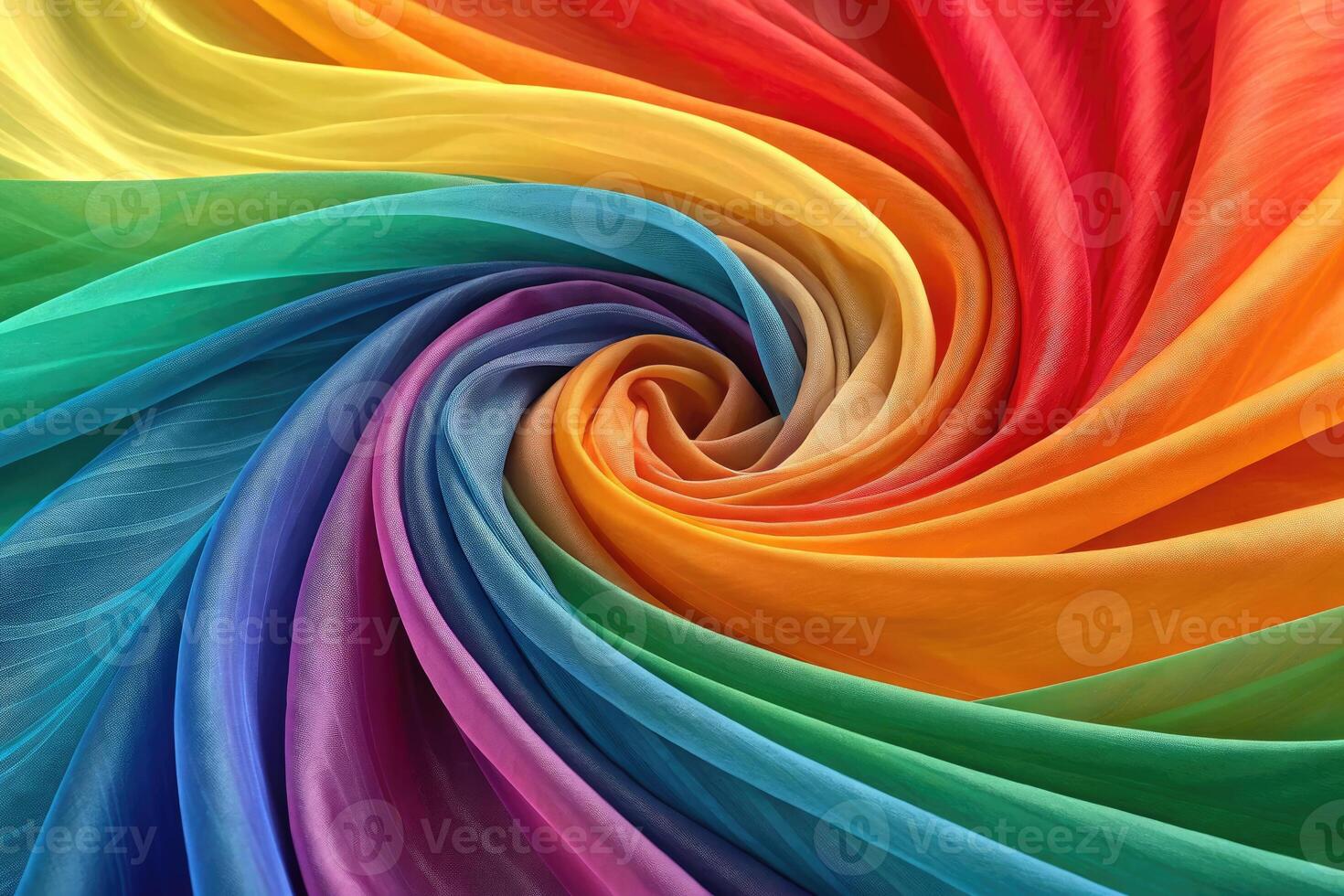 Swirling rainbow fabric showcasing vibrant colors and textures in a beautiful pattern photo