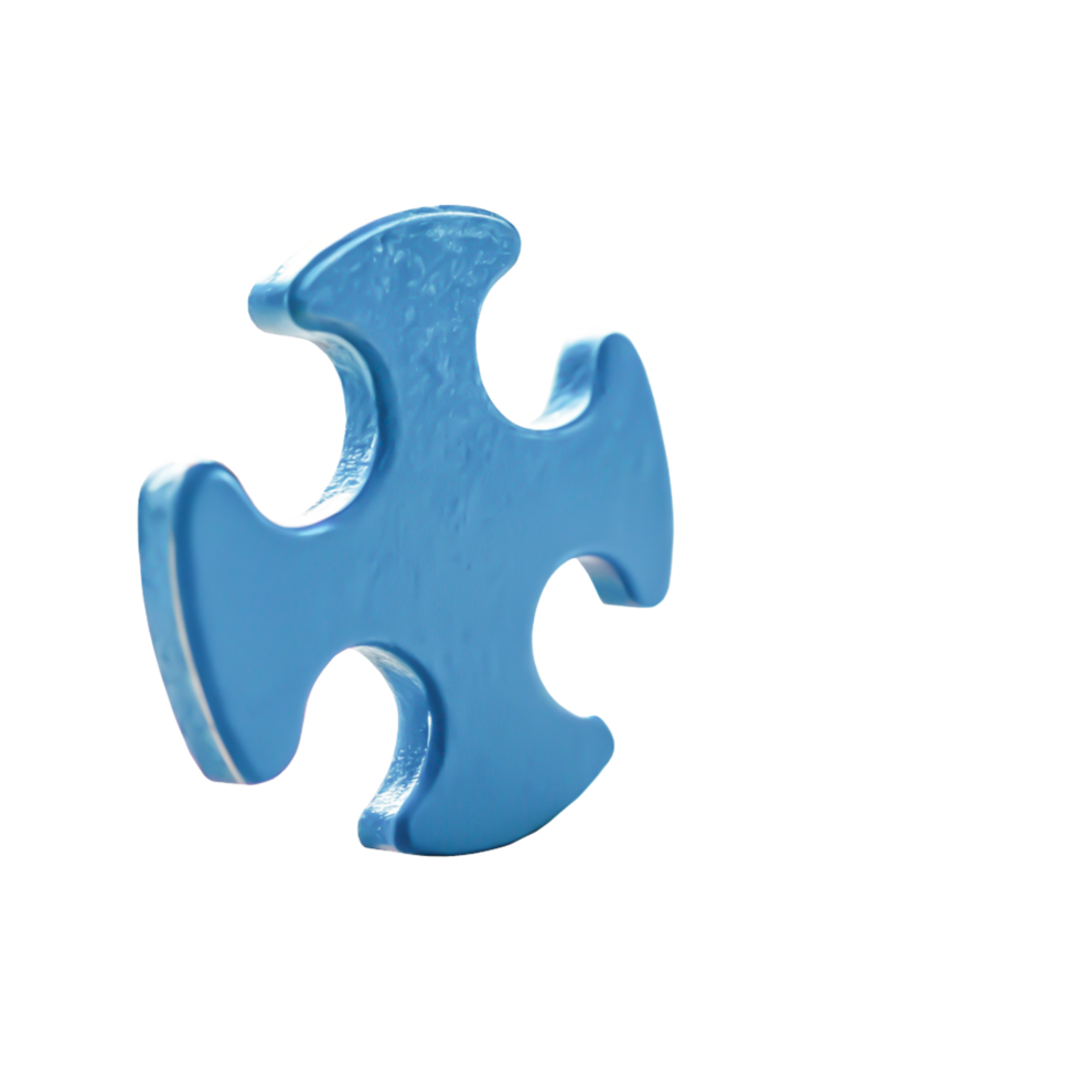 3D Render of Blue Puzzle Piece Unique Irregular Shape Design Element png
