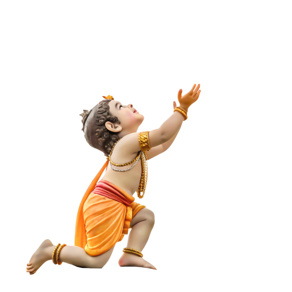 Adorable Baby Krishna Statue, Kneeling, Praying, Hindu Deity, Indian God png