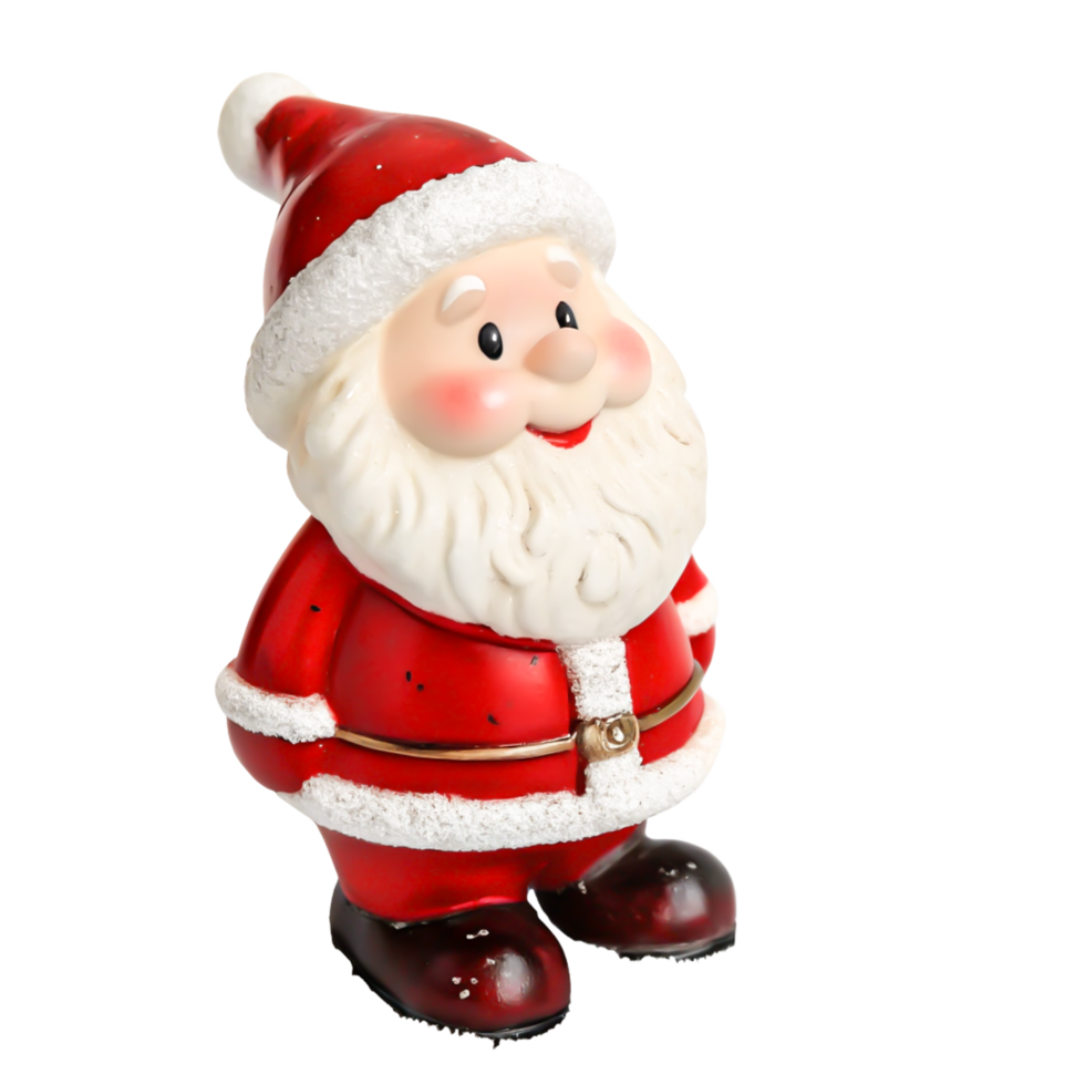 Adorable Christmas Santa Claus Figurine, Festive Red Suit, White Background png