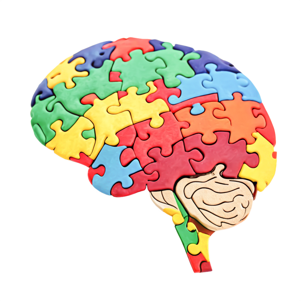 Colorful Brain Puzzle Jigsaw Pieces Representing Human Mind, Intelligence, and Problem Solving png