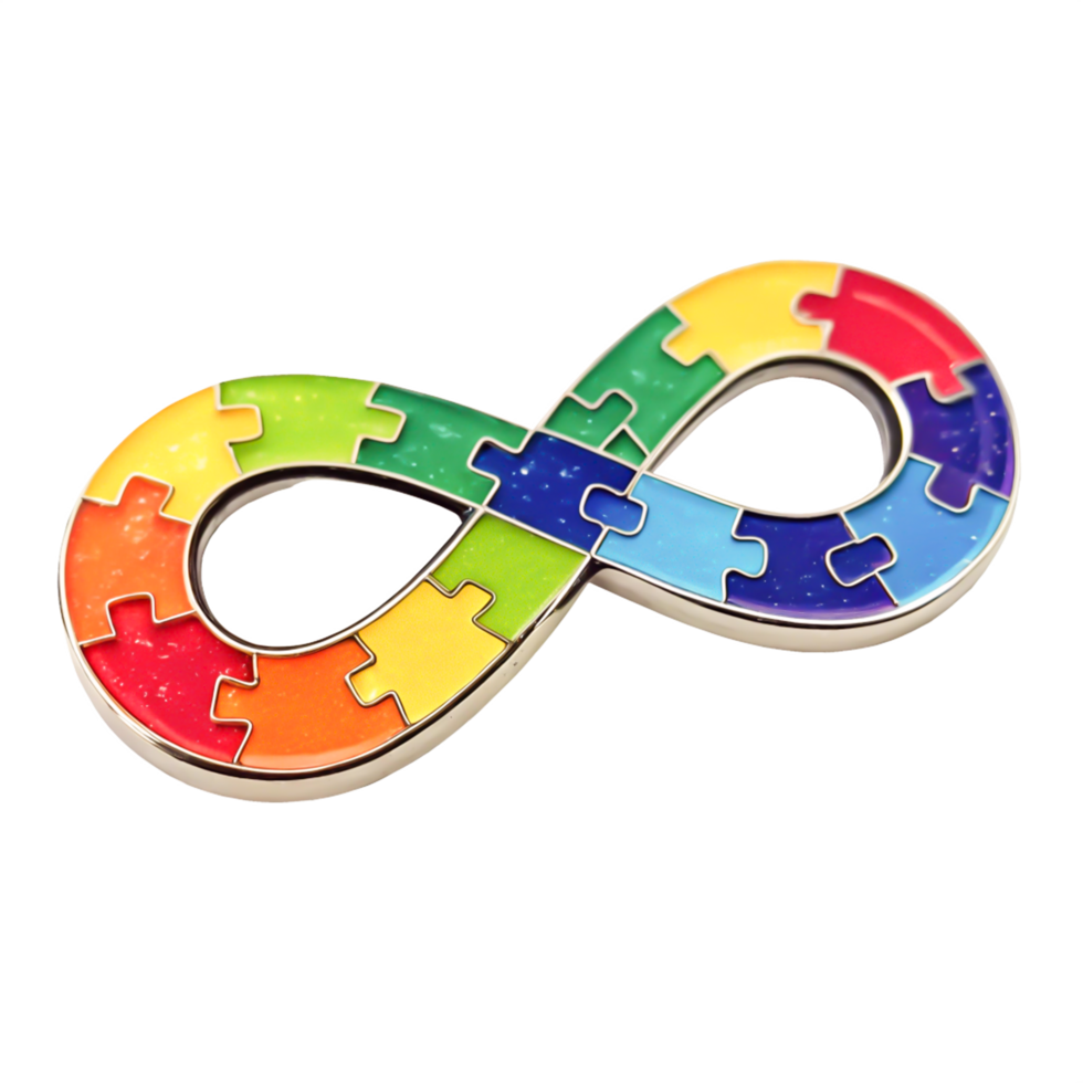 Colorful Puzzle Piece Infinity Symbol Autism Awareness Enamel Pin Design png