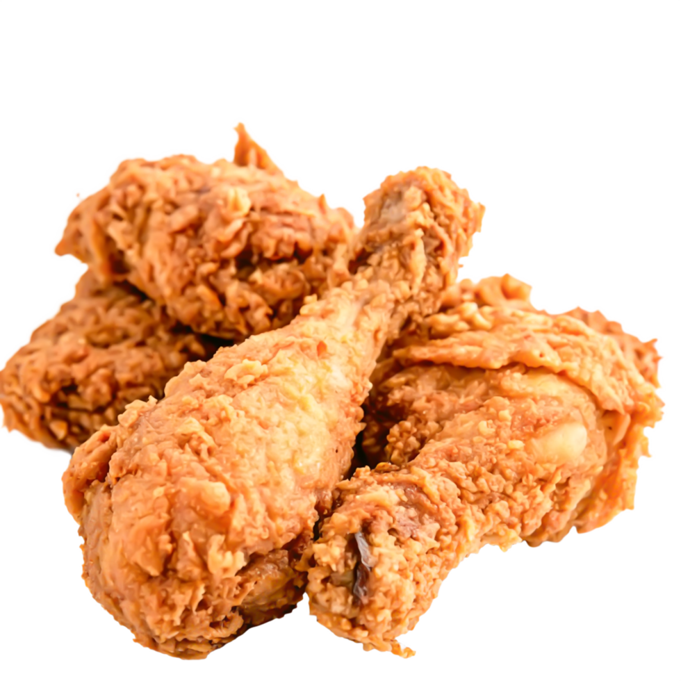 Crispy Fried Chicken Drumsticks and Thighs, Close-up Food Photography png