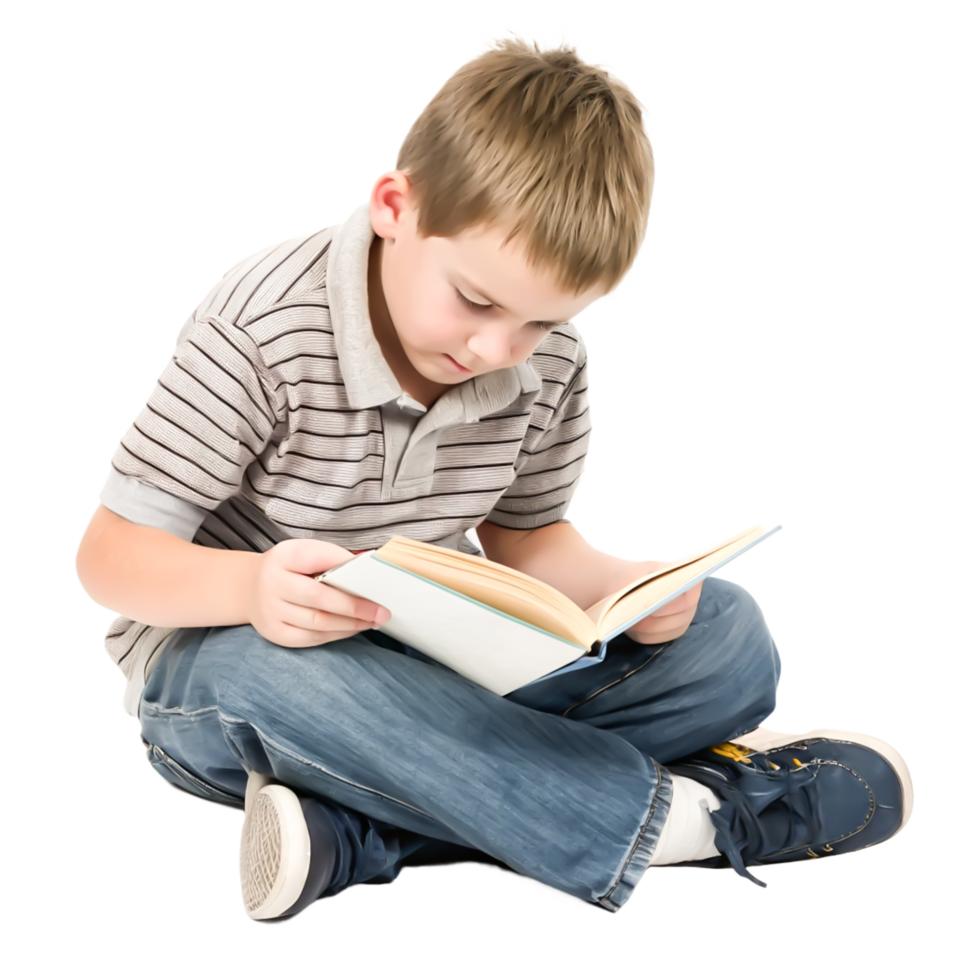 Cute Boy Reading Book, Child Education, Learning, Kids Literature, Studio Shot png