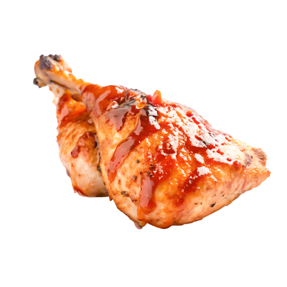 Delicious BBQ Glazed Chicken Drumsticks, Isolated on White Background, Food Photography png