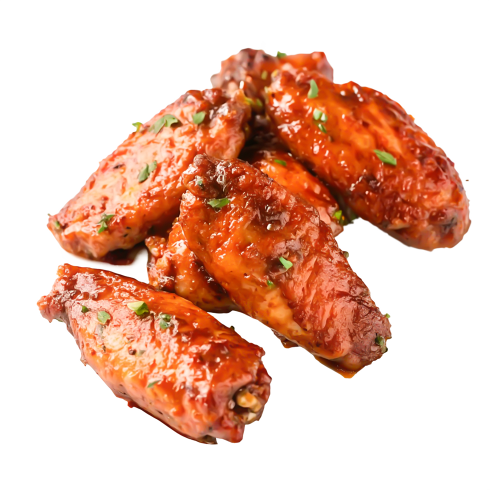 Delicious Glazed BBQ Chicken Wings, Close-up Food Photography png