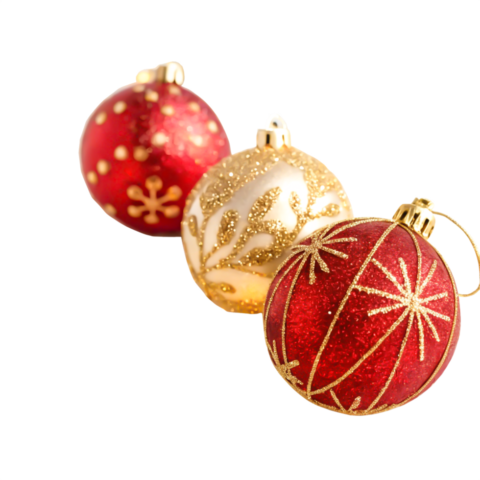 Elegant Red and Gold Christmas Ornaments Isolated on White Background png