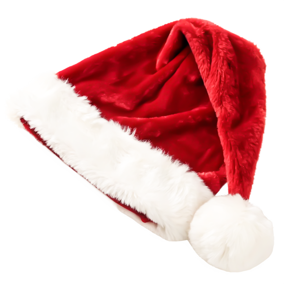 Festive Red Santa Hat with White Fur Trim Christmas Holiday Accessory png