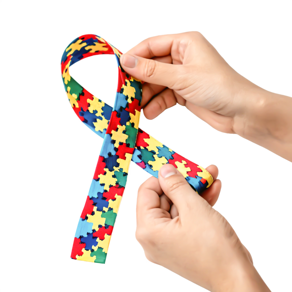 Hands Holding Autism Awareness Ribbon Puzzle Piece Design, Support Symbol png