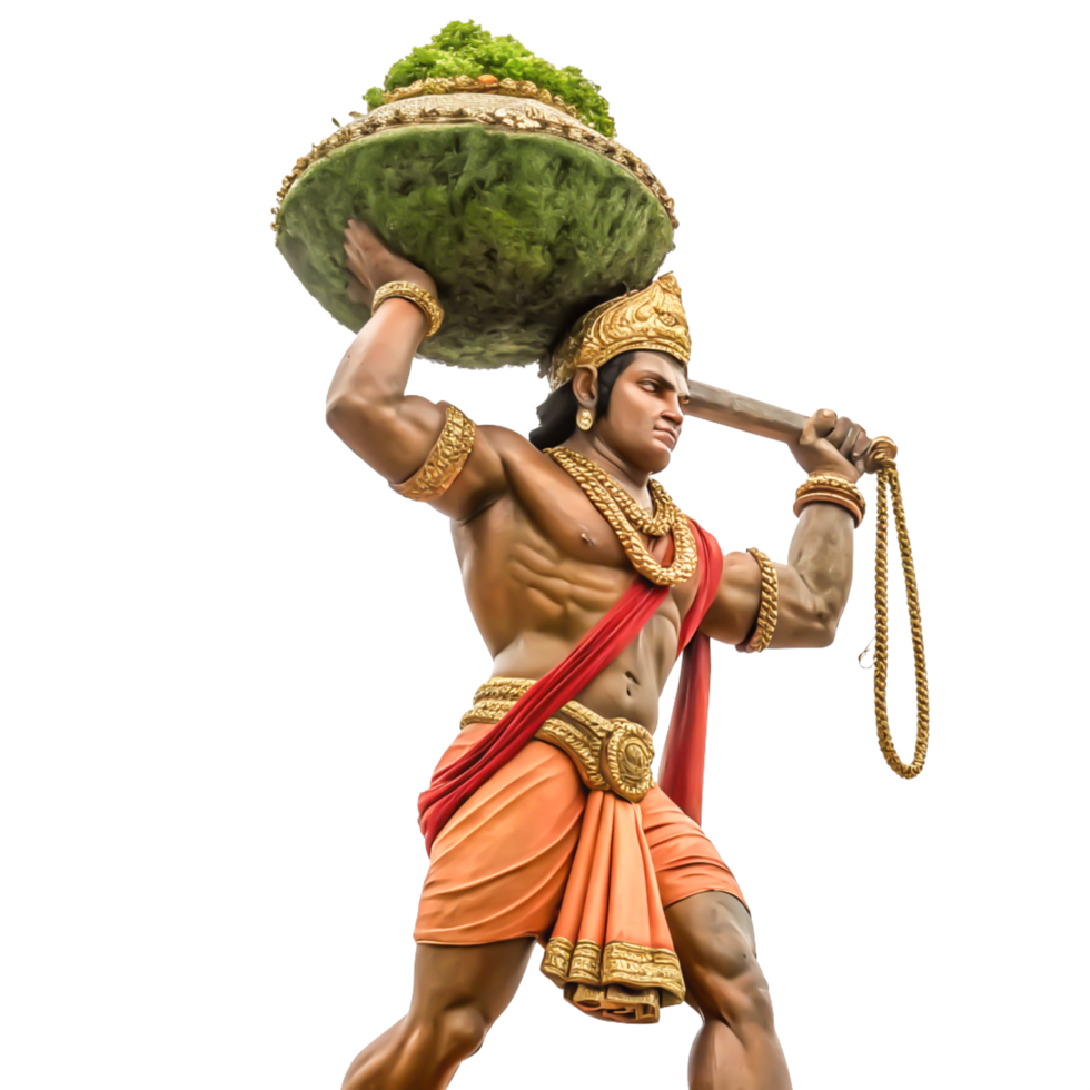 Powerful Hindu God Statue Carrying Offering, Isolated on White Background png