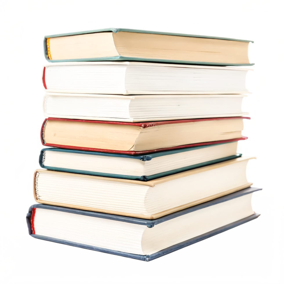 Stack of Books Isolated on White Background Education, Reading, and Knowledge png