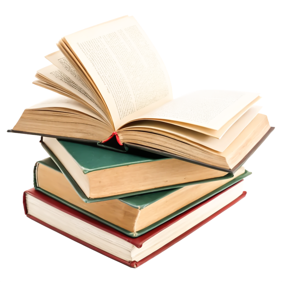 Stack of Vintage Books Open Book Education Knowledge Literature Study png
