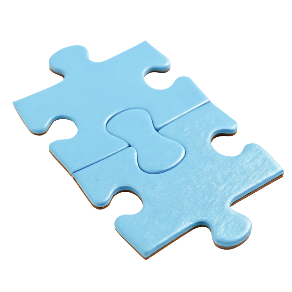 Two Light Blue Jigsaw Puzzle Pieces Interlocking, Connection Concept png
