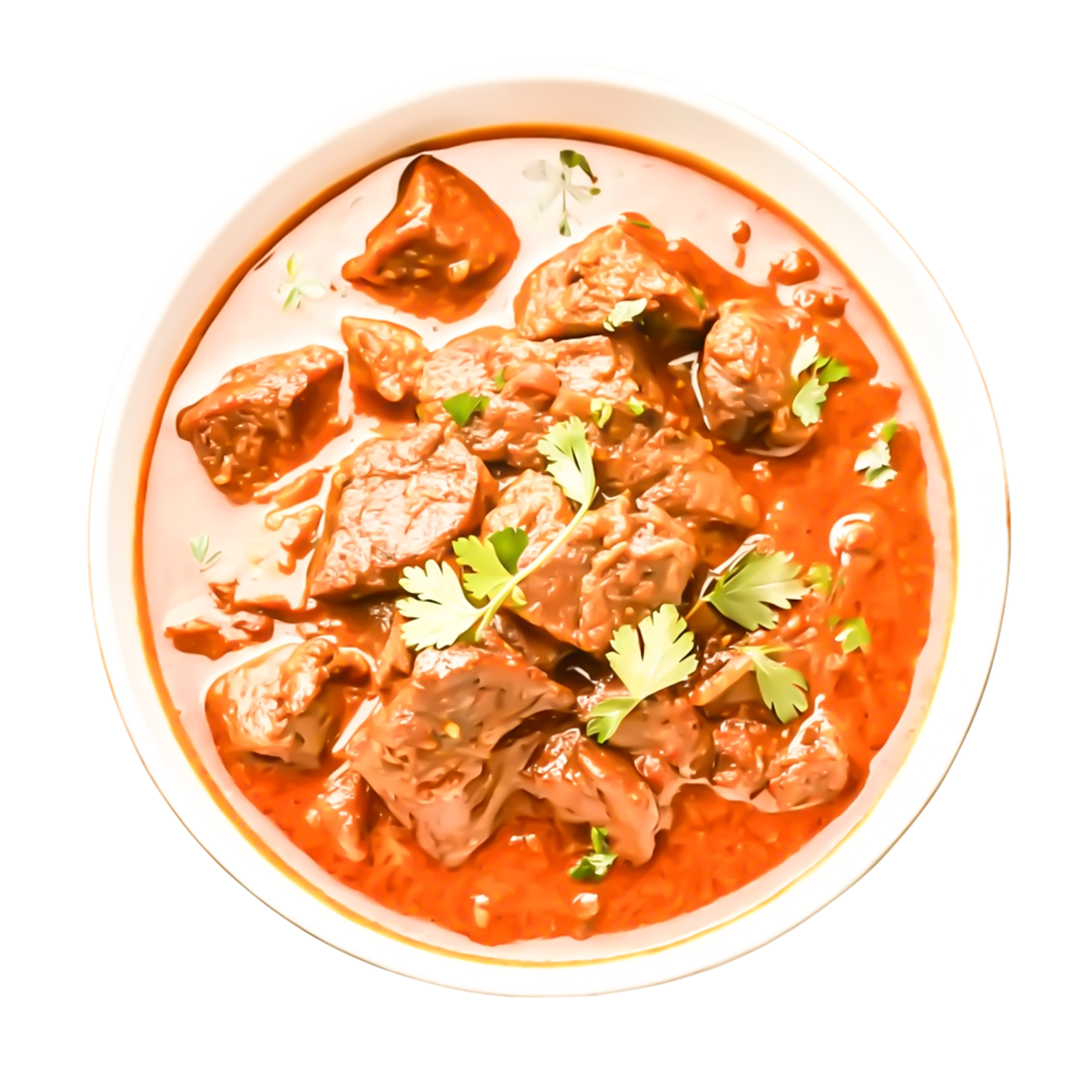 Delicious Beef Curry in a Bowl, Top View Food Photography png