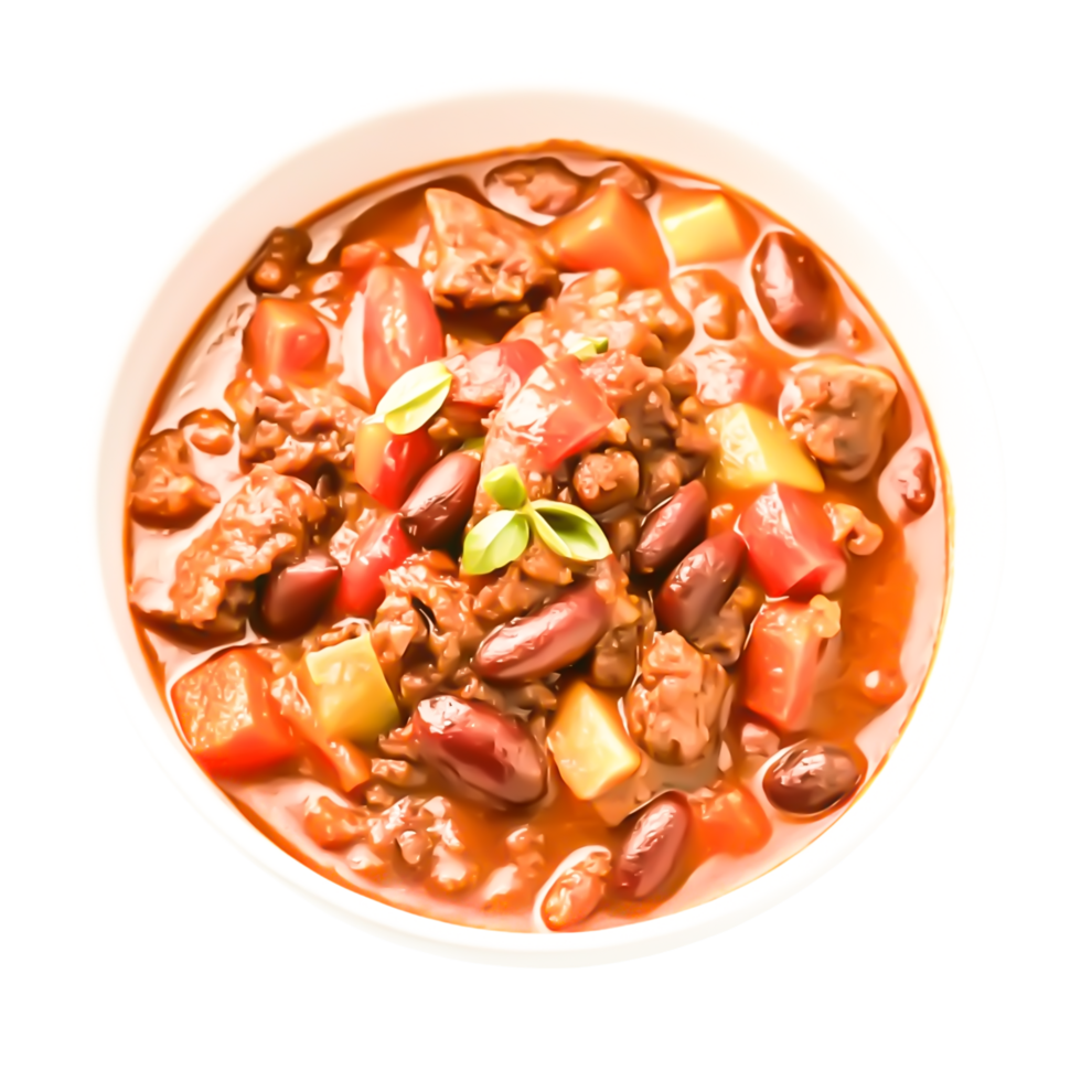 Delicious Beef Chili Bowl Spicy Red Kidney Bean Stew Recipe png