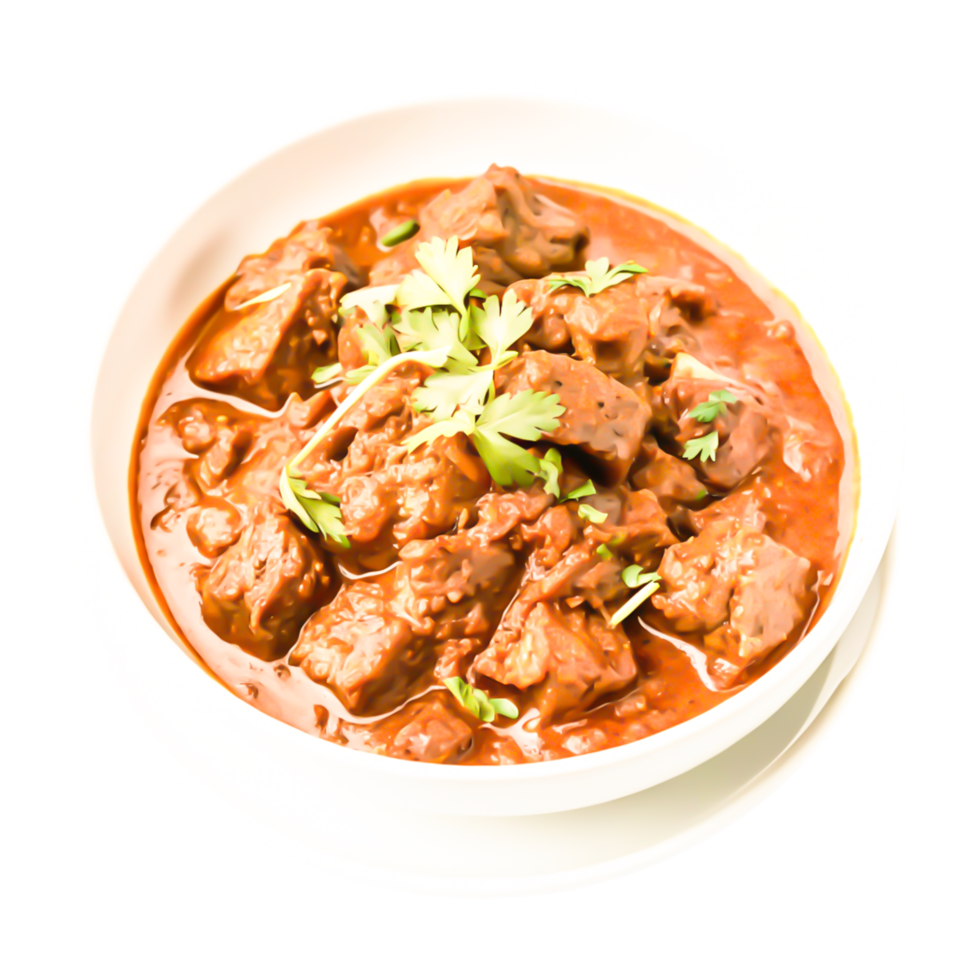 Delicious Beef Stew in Rich Brown Gravy, Top View Food Photography png