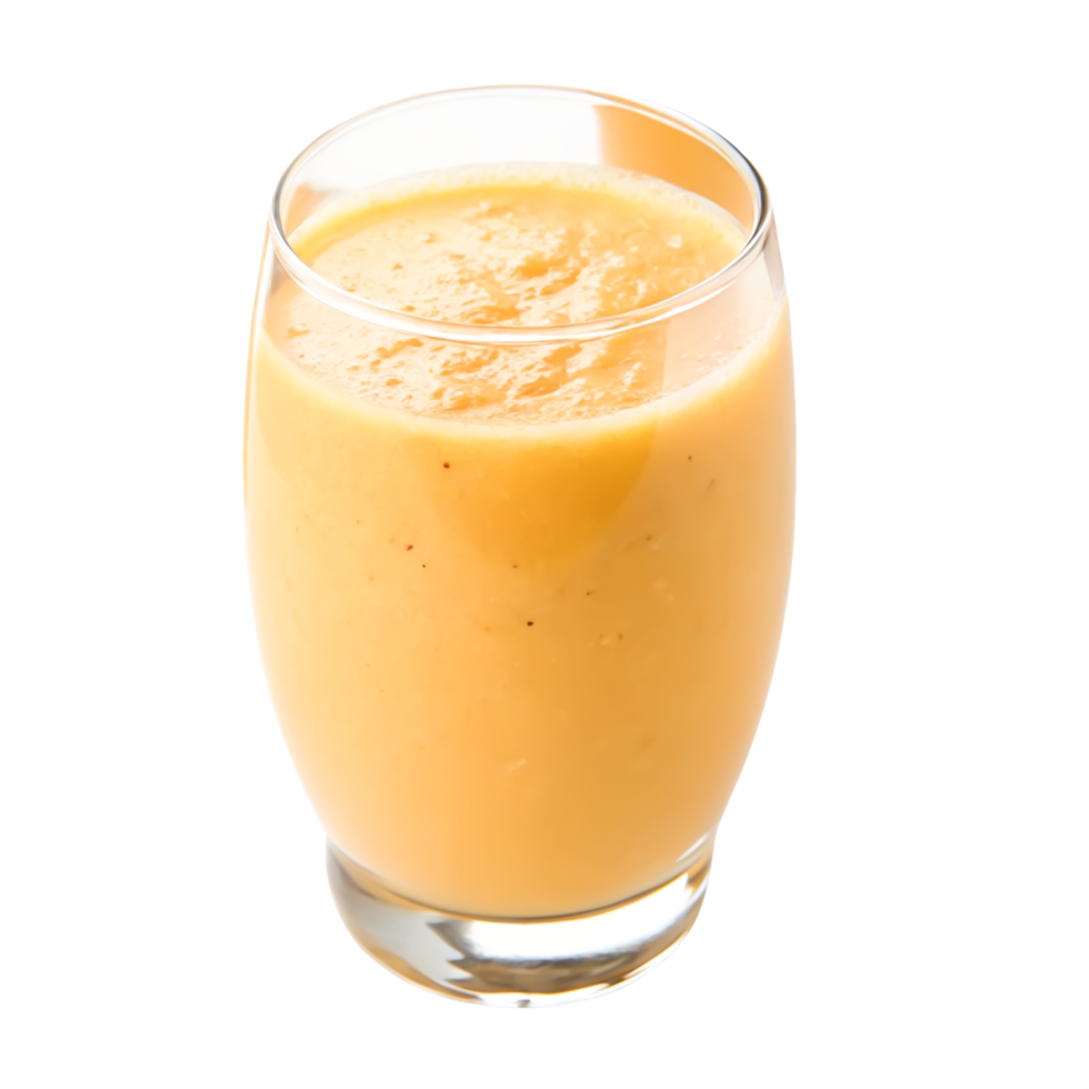 Delicious Creamy Mango Smoothie in Glass, Refreshing Tropical Drink png