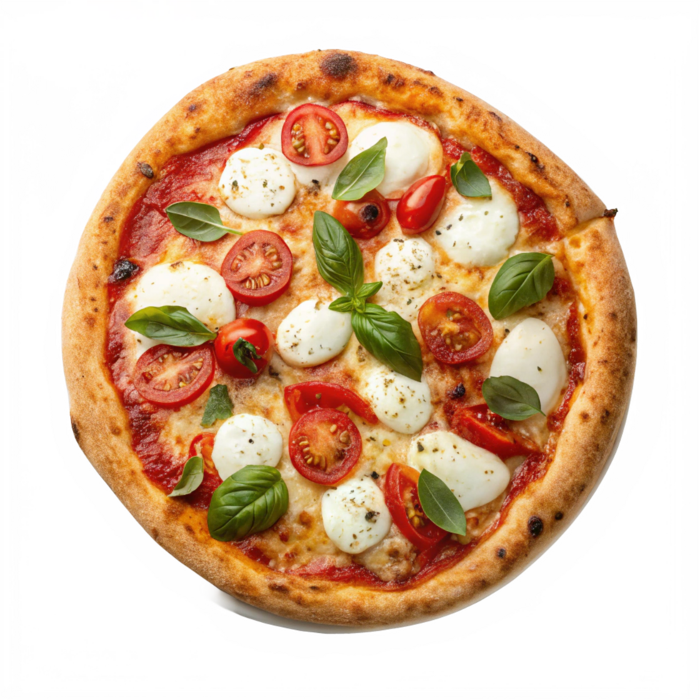 Delicious Margherita Pizza with Fresh Mozzarella, Basil, and Tomatoes png